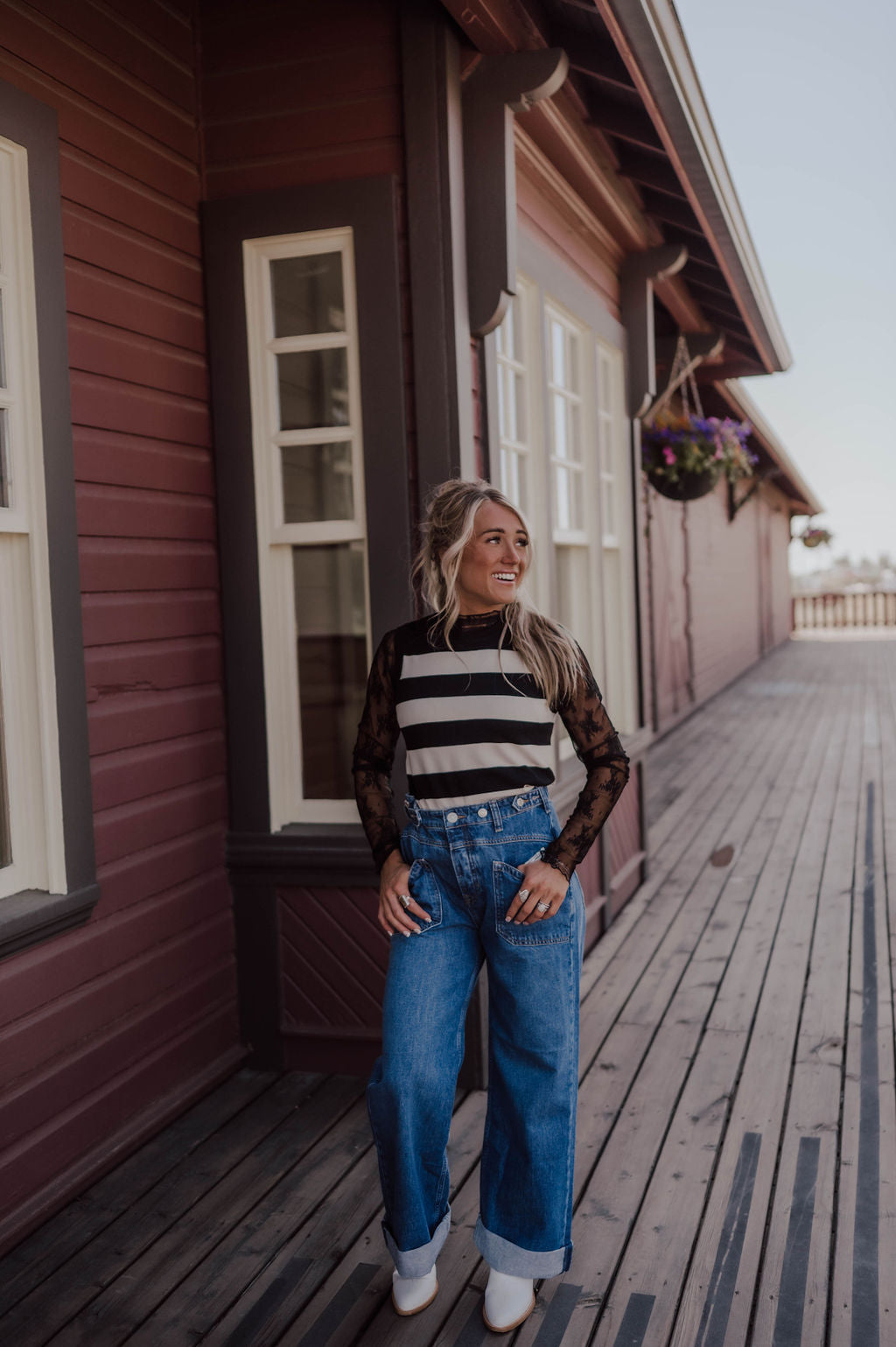 Striped Knit Slipover Sweater - Black/Turtledove