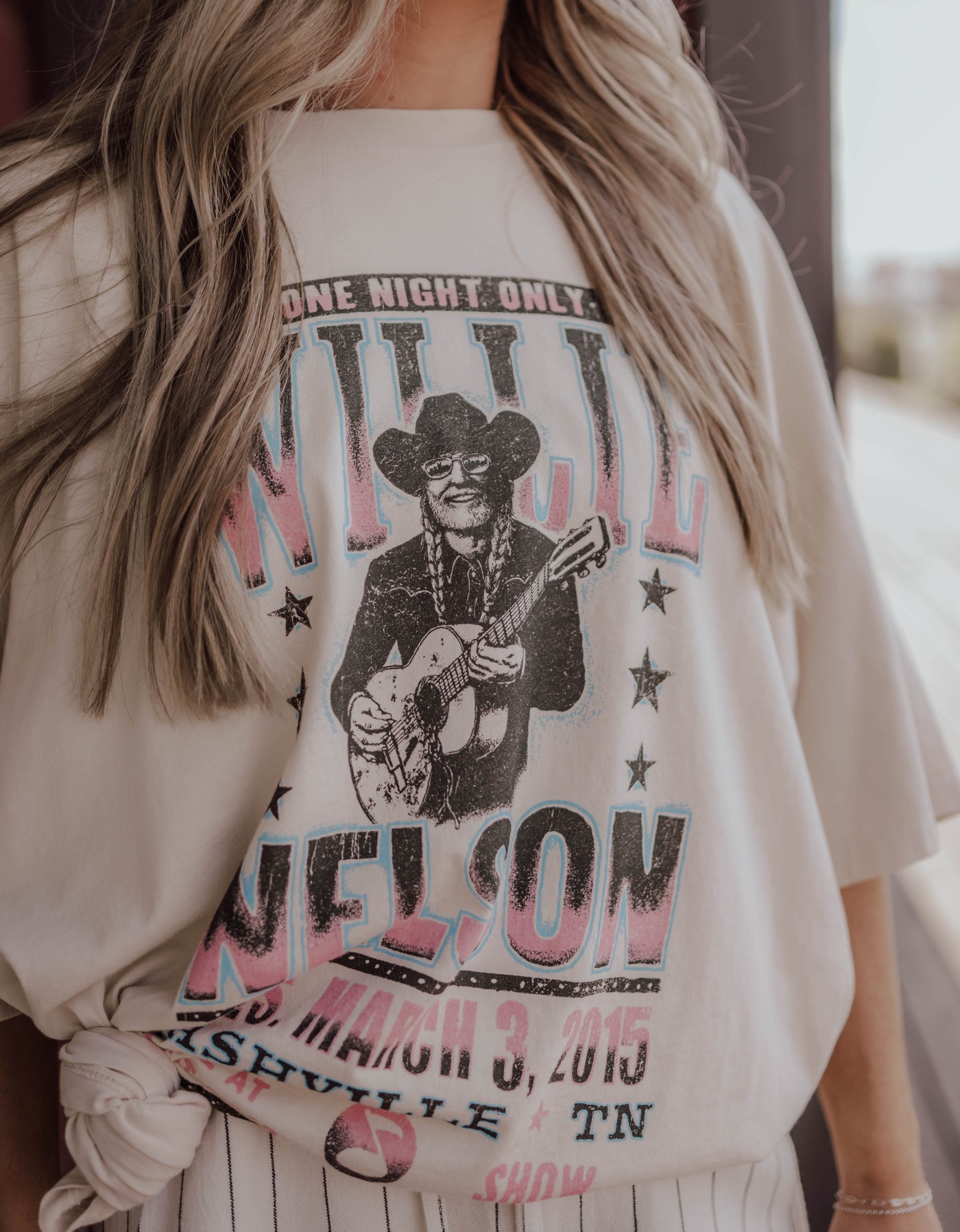 Willy Nelson One Night Only O/S Tee - Dirty White