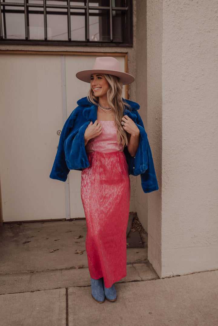 Vida Lurex Midi Dress - Pink