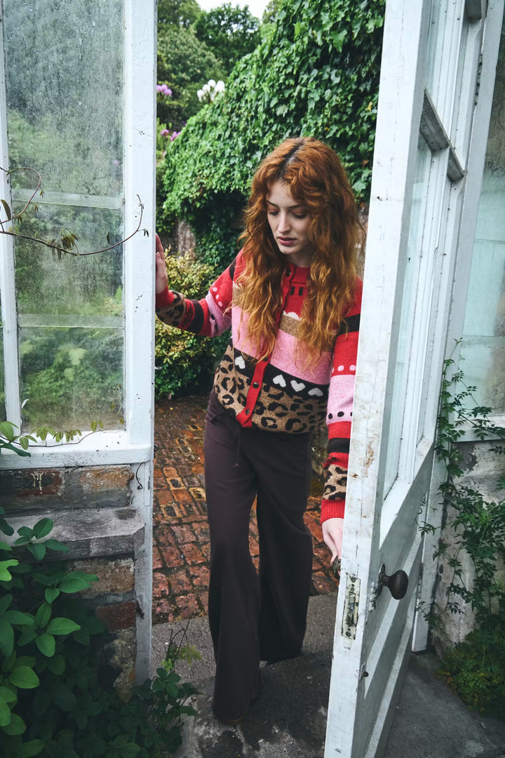 Livoni Knit Cardigan - Poinsettia Multi Pattern