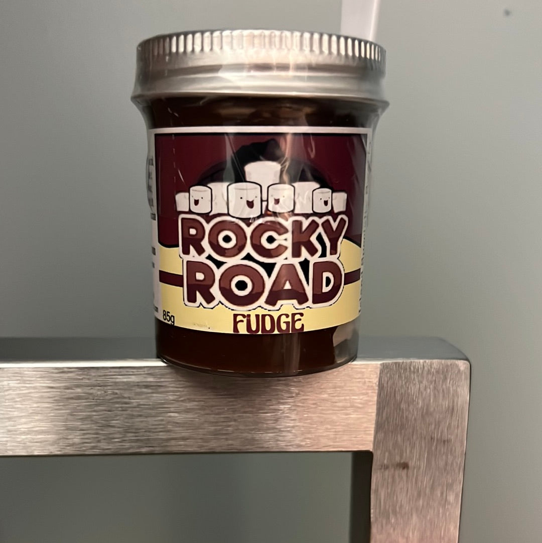 Rocky Road Fudge in a Jar with a Spoon