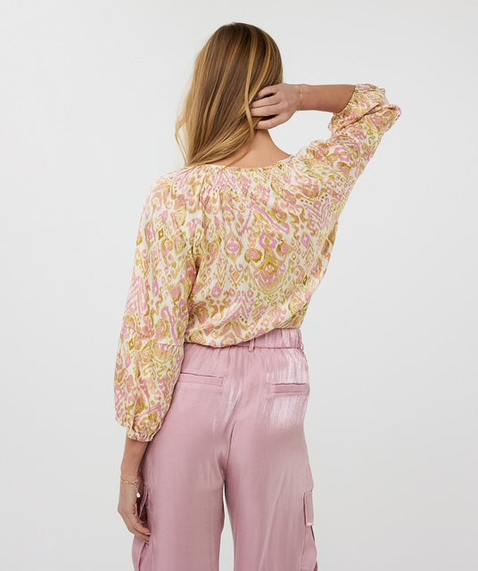 Astro Button Through Solar Blouse - Multi Print