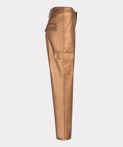 Faux Leather Cargo Pants - Brandy