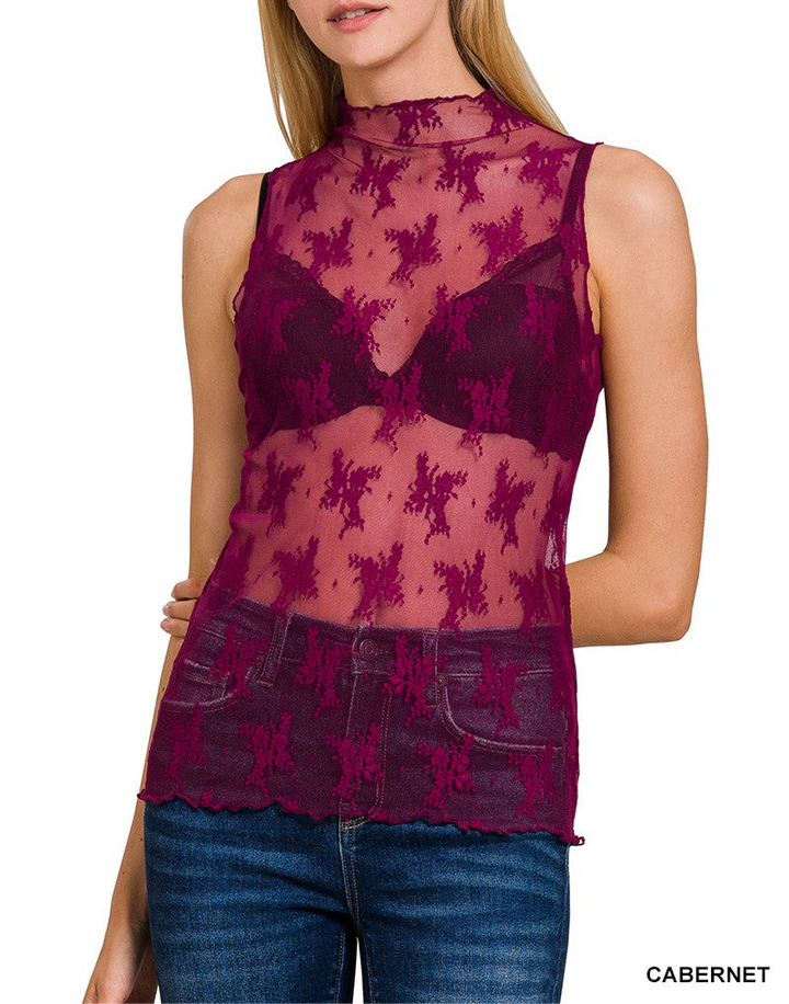 Lace See Through Layering Sleeveless Top