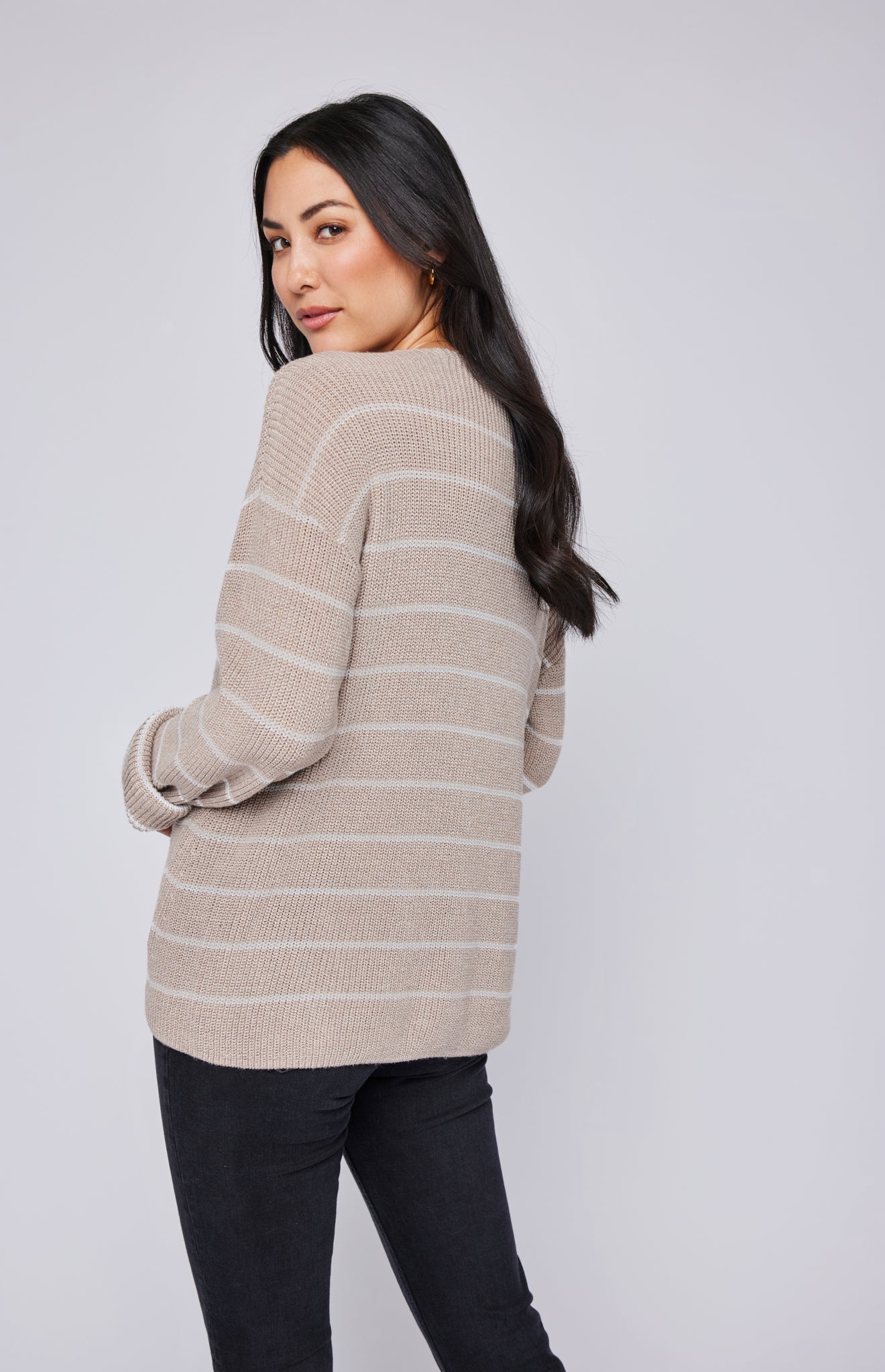 Tucker Sweater - Heather Cashew Stripe