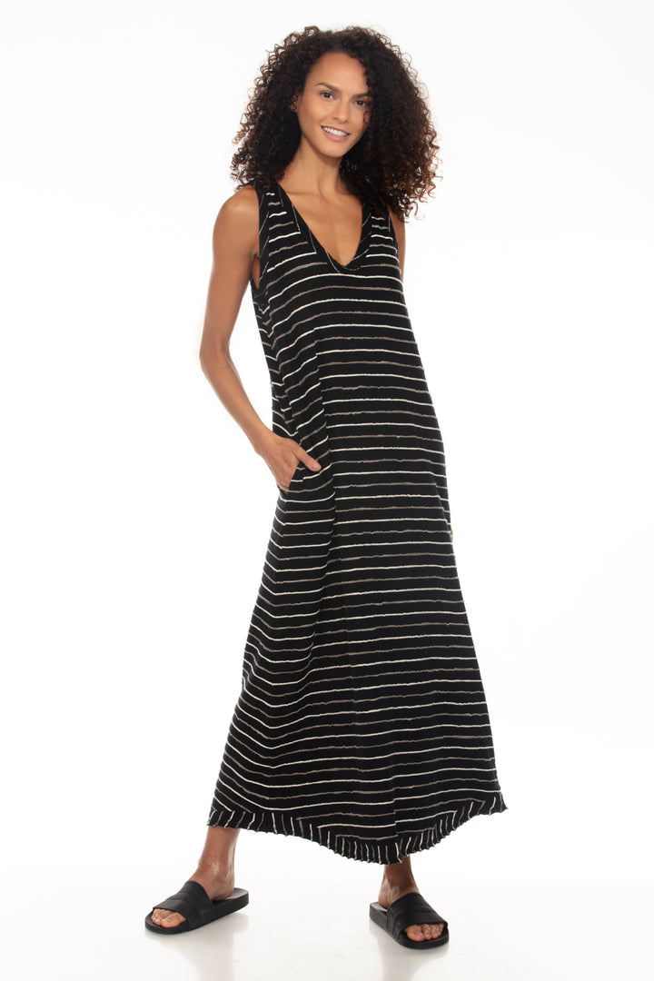 Summer Night Knit Bree Striped Maxi Dress - Black