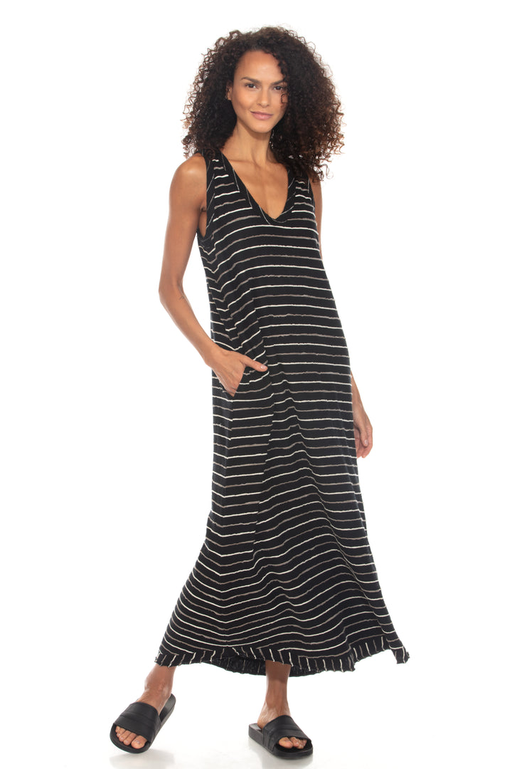 Summer Night Knit Bree Striped Maxi Dress - Black