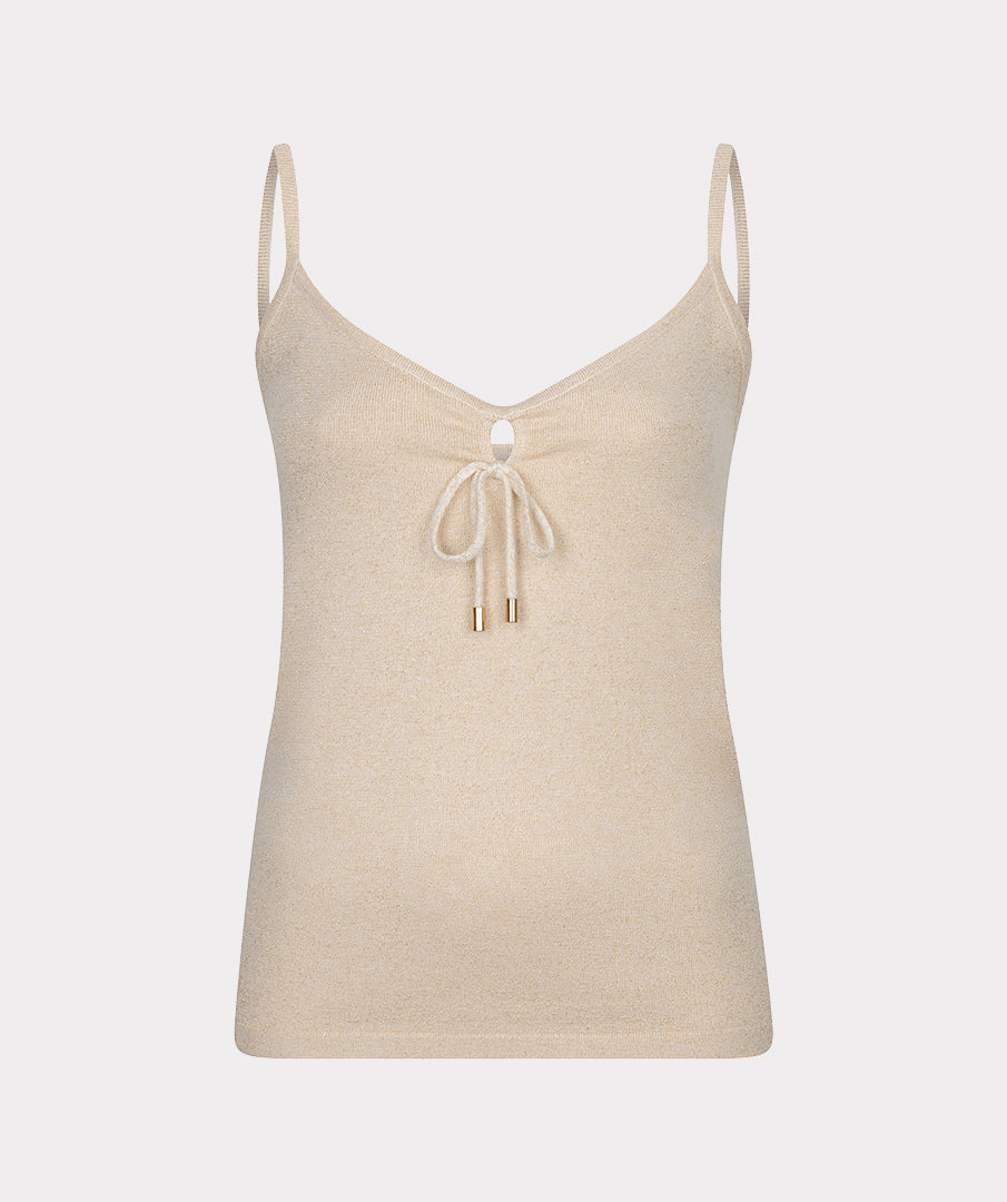 Lurex String Tie Camisole - Sand