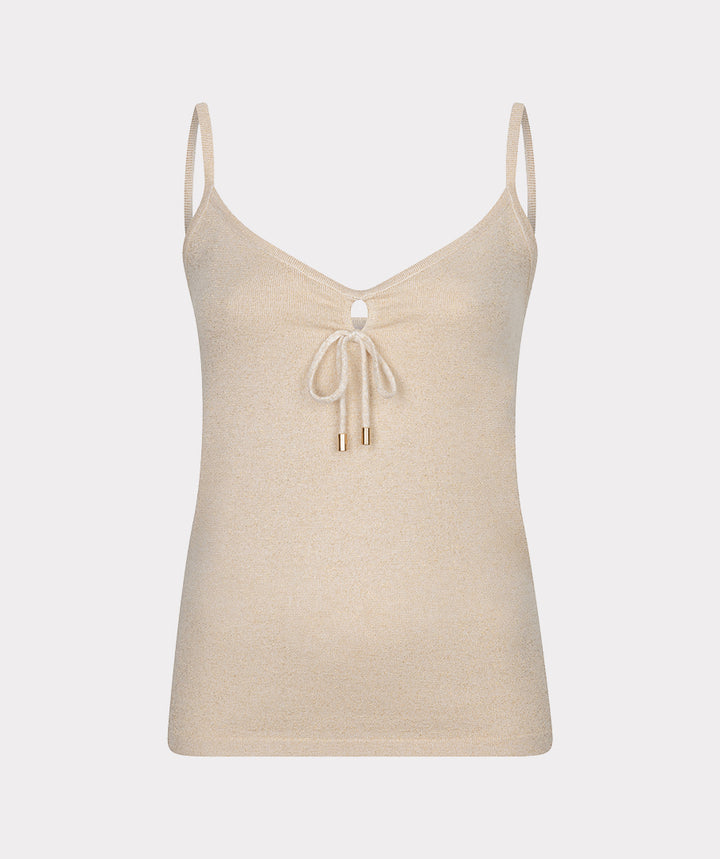 Lurex String Tie Camisole - Sand