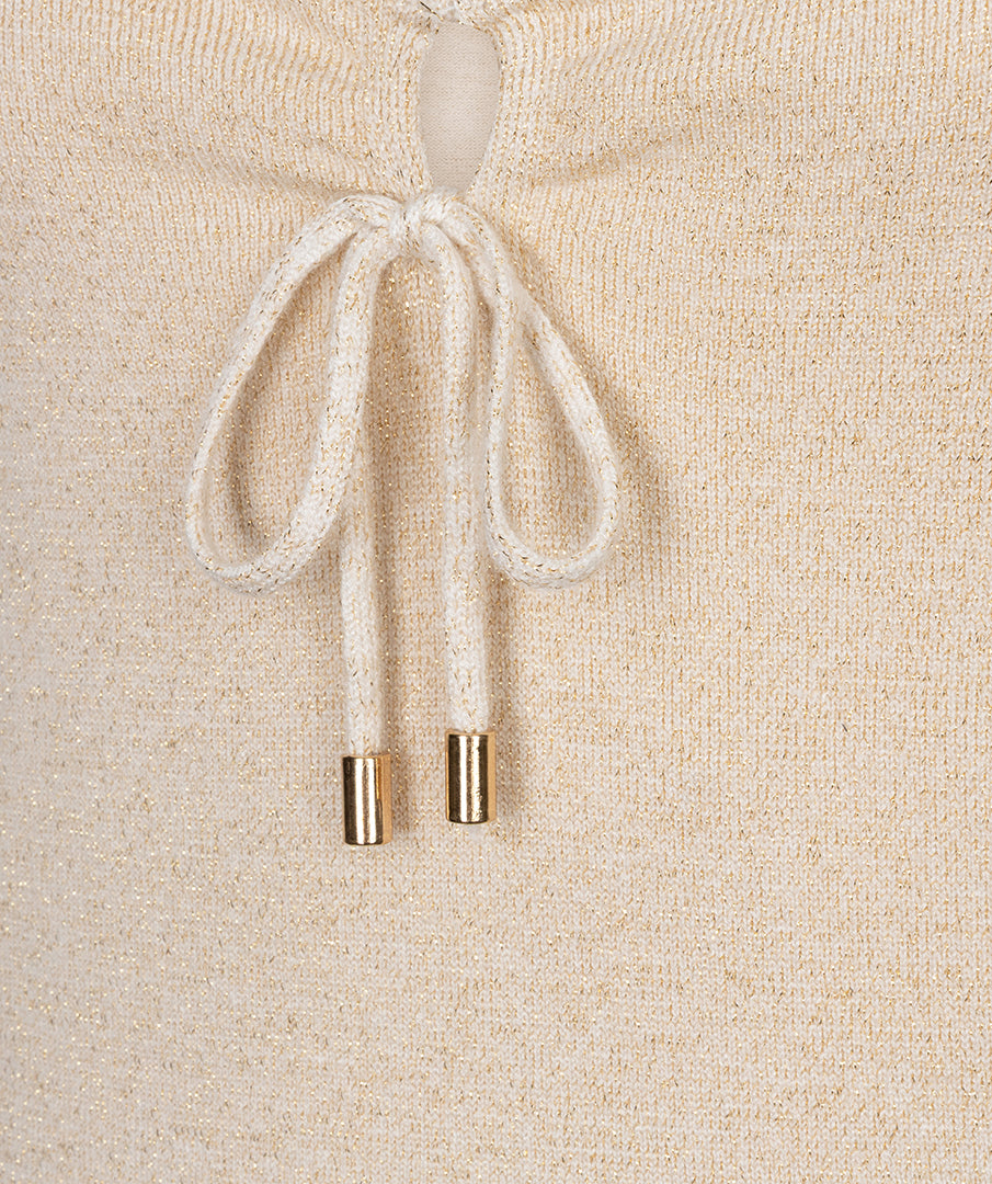 Lurex String Tie Camisole - Sand