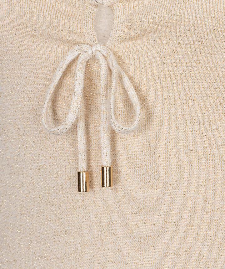 Lurex String Tie Camisole - Sand