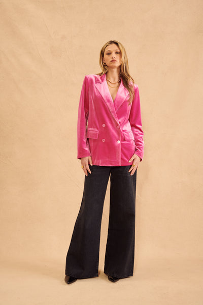 The Jasper Velvet Blazer - Barbie Pink