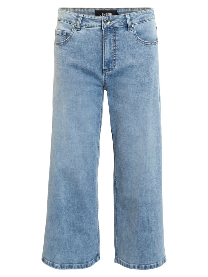 Light blue jeans on a white background
