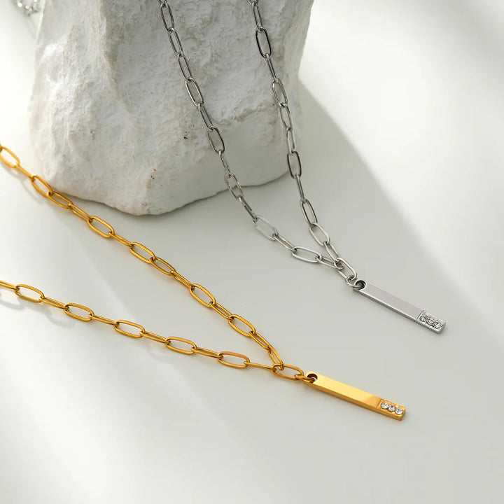 Minimalist Chain Necklace with Zirconia Gemstones