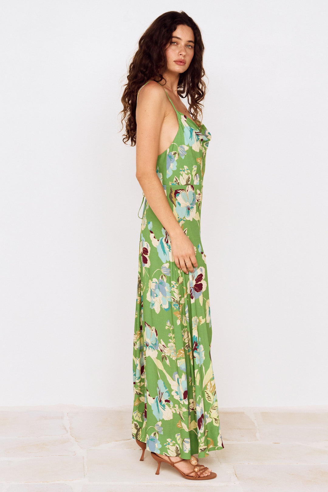 Cyprus Back Detail Maxi Dress - Green Floral