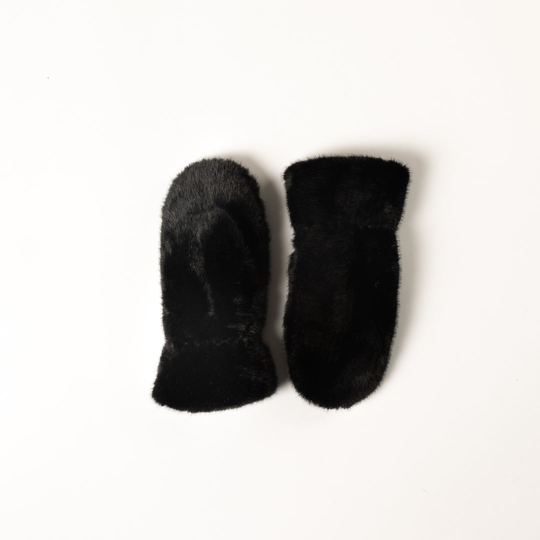 Pair of black mittens on a white background