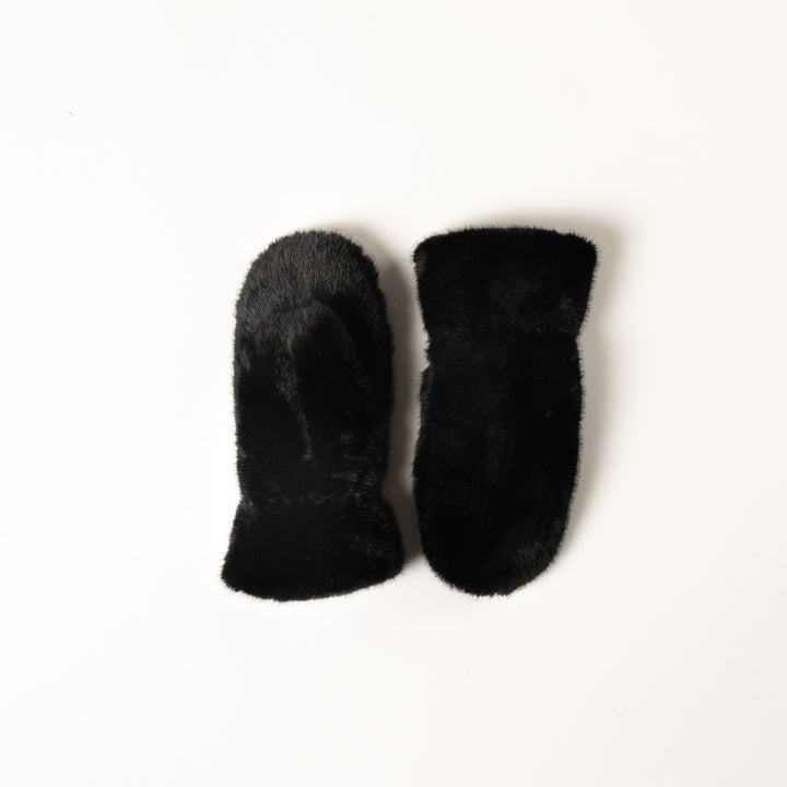 Pair of black mittens on a white background