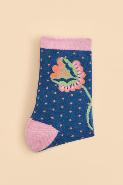 Scandinavian Stems Bamboo Ankle Socks - Navy