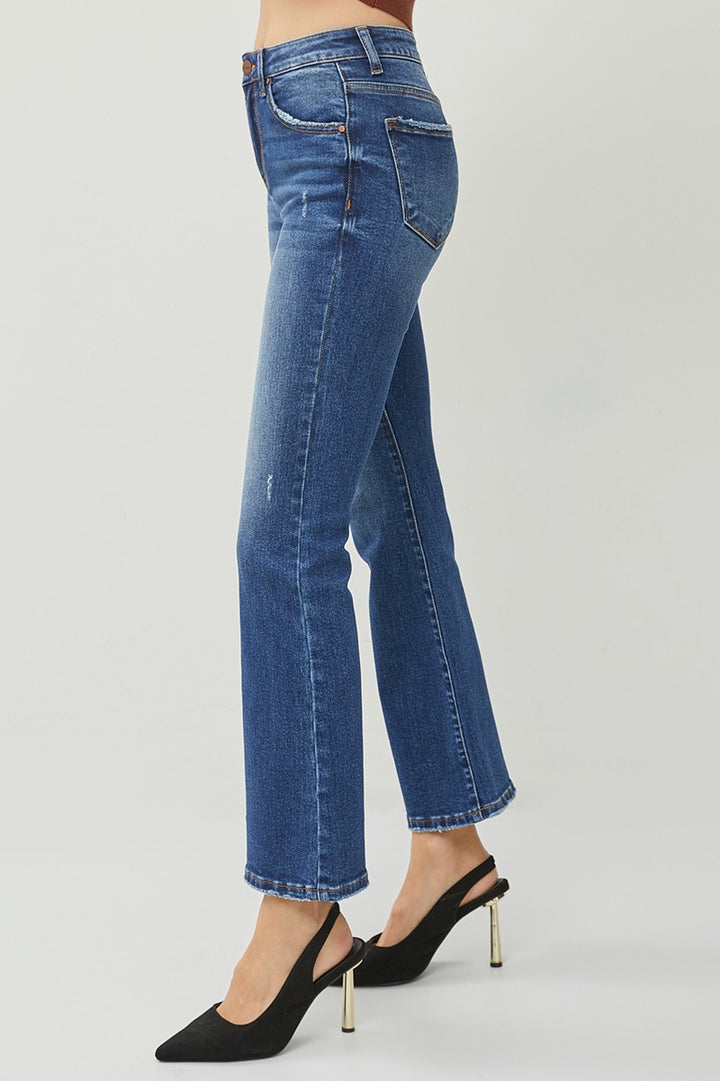 Plus Size High Rise Ankle Flair Jeans - Dark