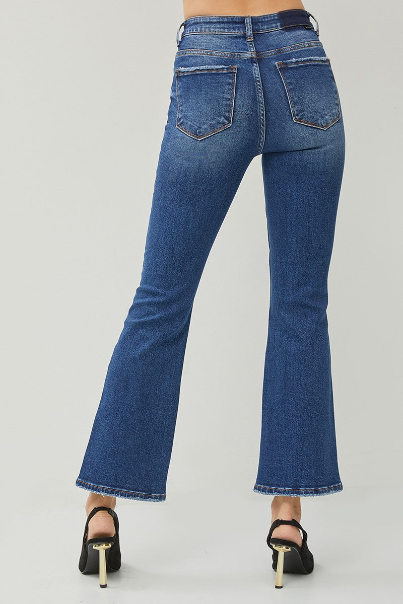 Plus Size High Rise Ankle Flair Jeans - Dark