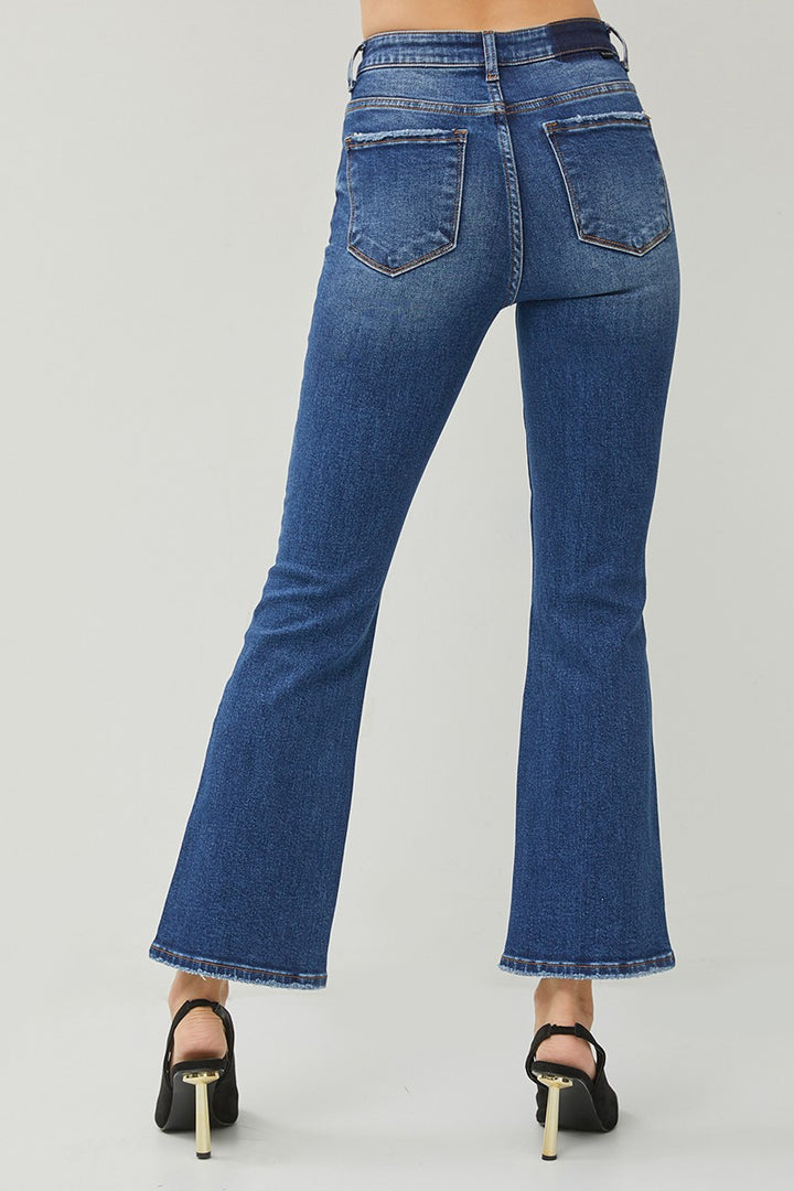 Plus Size High Rise Ankle Flair Jeans - Dark