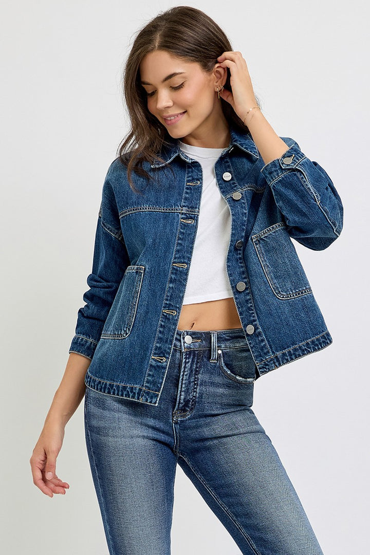 Relaxed Fit Denim Jacket - Dark Wash
