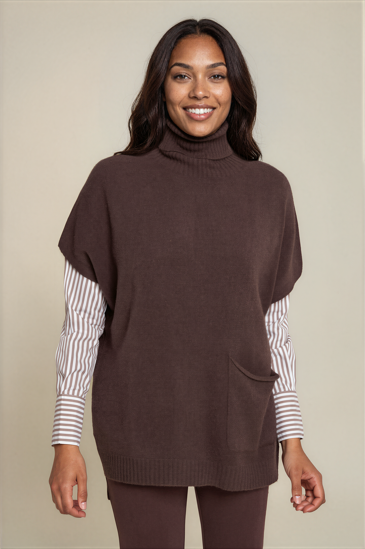 Roll Neck Sweater - Heather Brown
