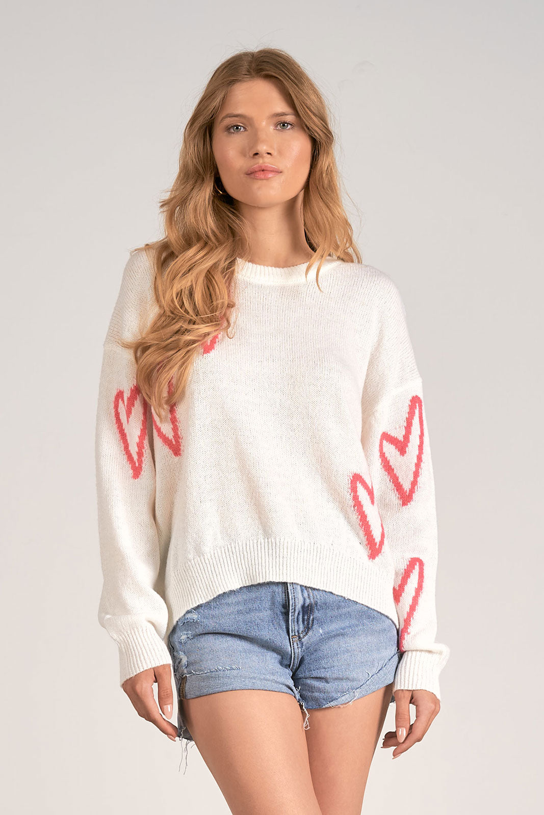 Jules Hearts Sweater - Off White / Rose