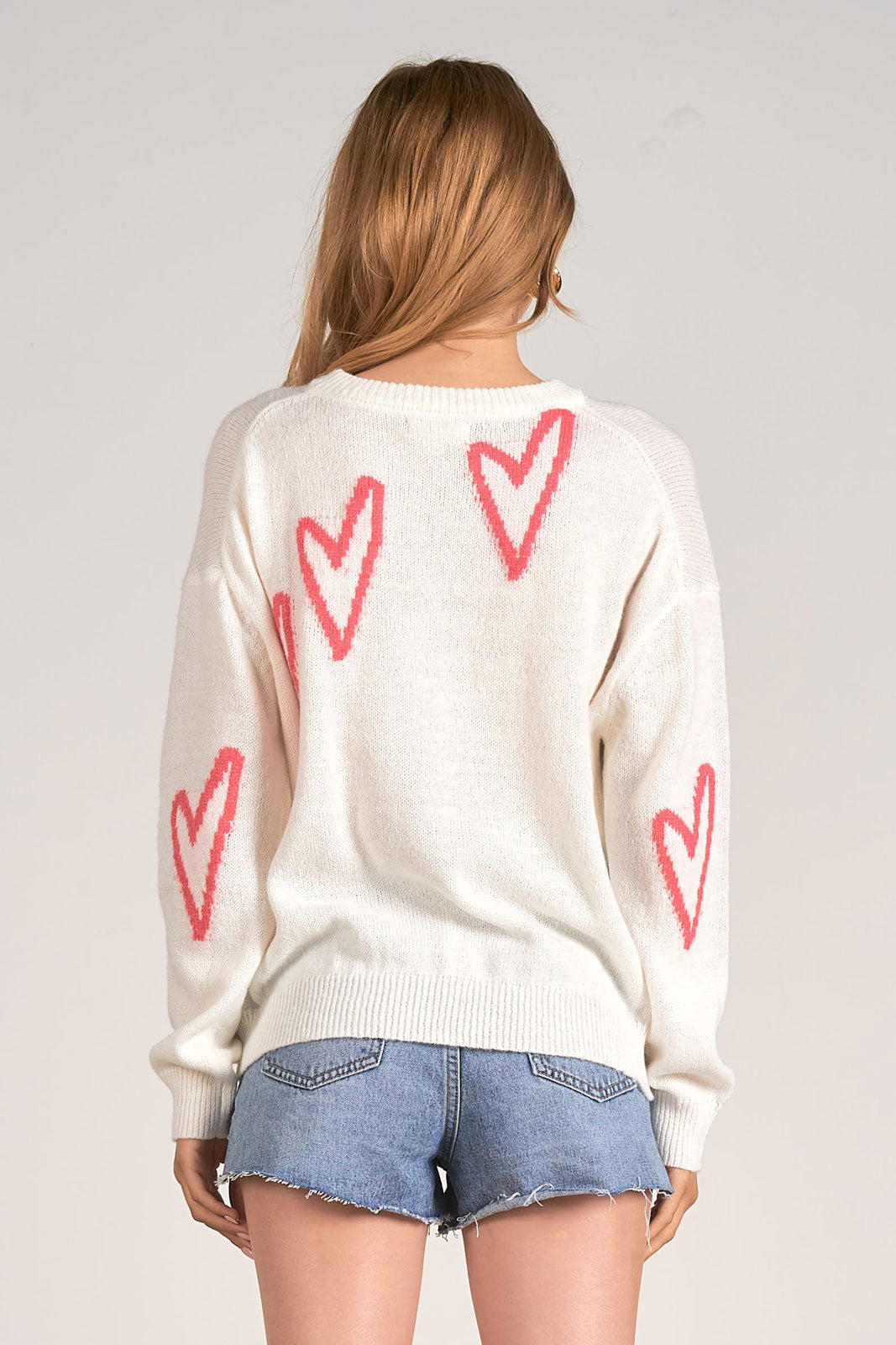 Jules Hearts Sweater - Off White / Rose