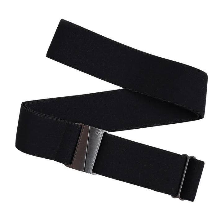 Black belt with a silver buckle on a white background