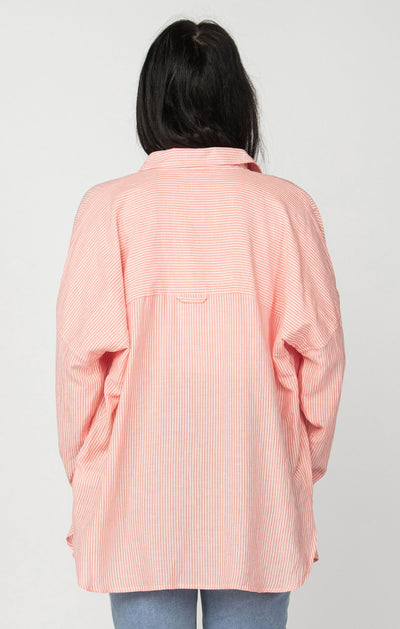 Oversized Shirt - Melon/White Stripe