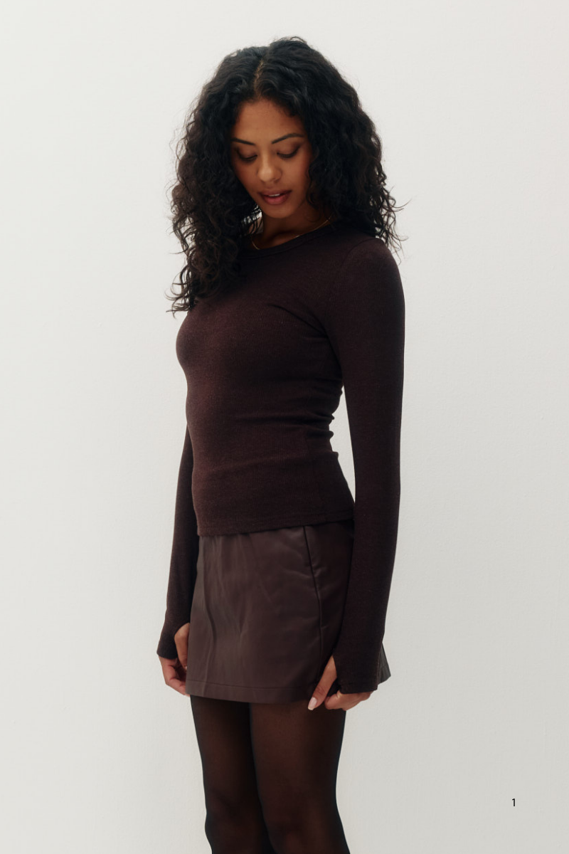 Plush Rib Long Sleeve - Toasted Cocoa