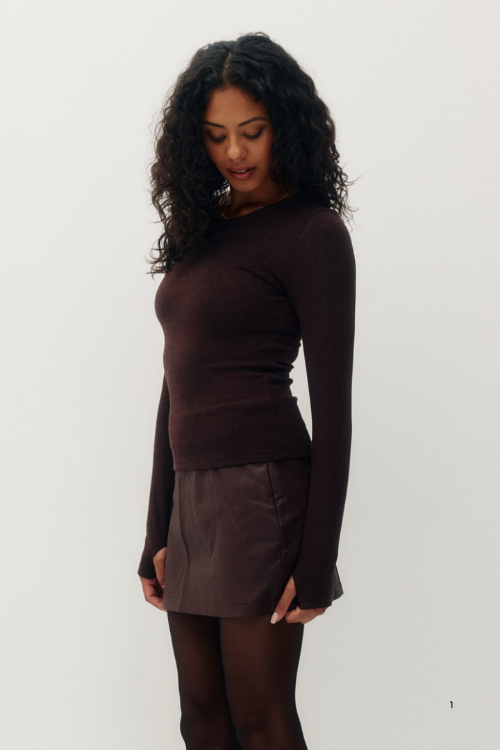 Plush Rib Long Sleeve - Toasted Cocoa