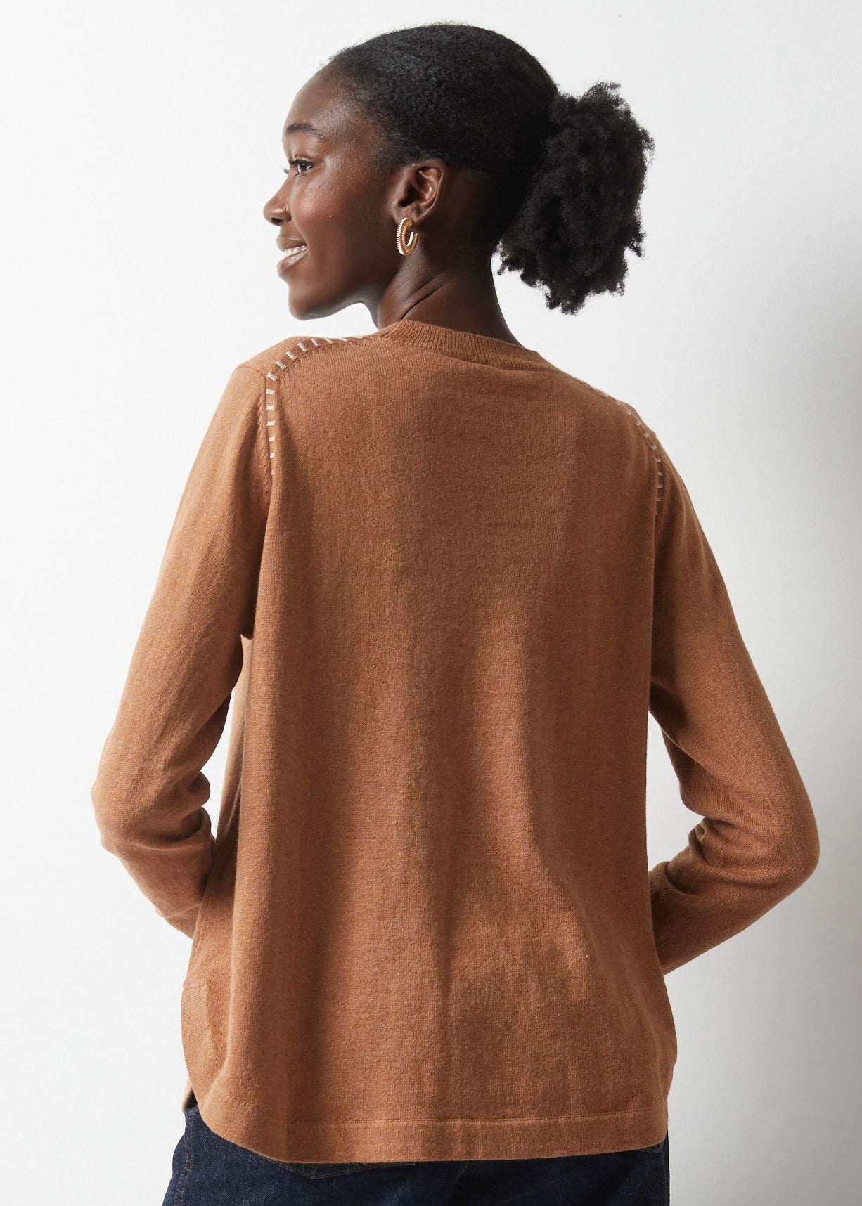 Handwork Curve Sweater - Cafe