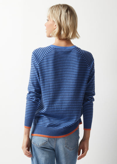 Essential V-Neck Striped Sweater - Chambray