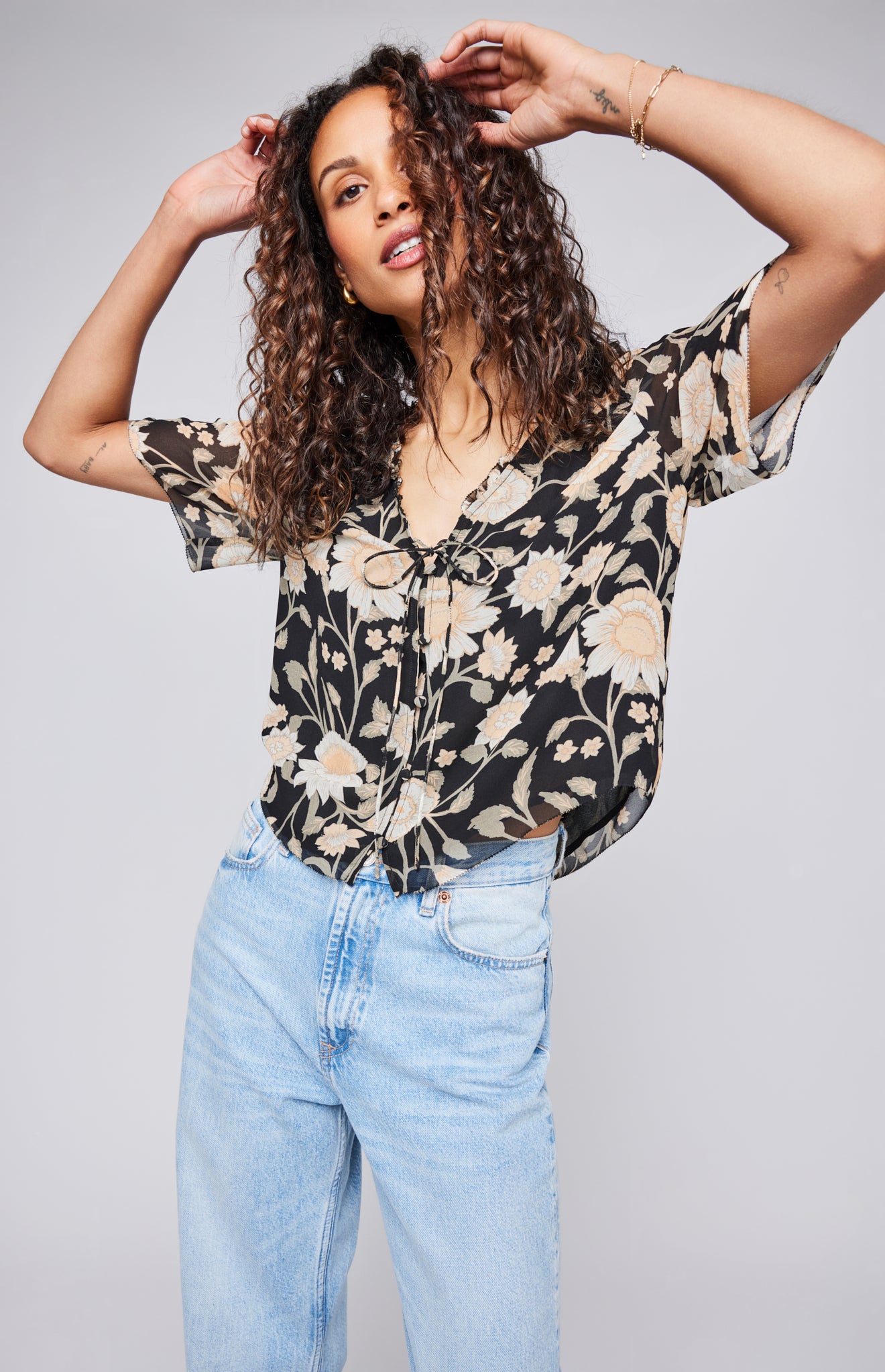 Alexandra Top - Black Floral