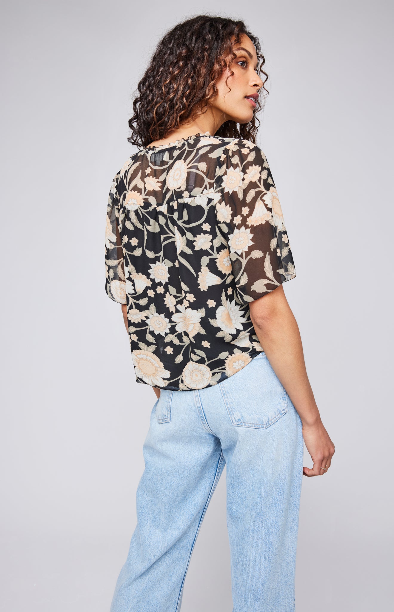 Alexandra Top - Black Floral