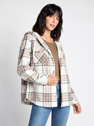 Almira Jacket - Navy Mauve Green Plaid