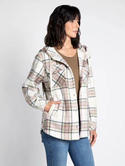 Almira Jacket - Navy Mauve Green Plaid