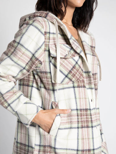 Almira Jacket - Navy Mauve Green Plaid