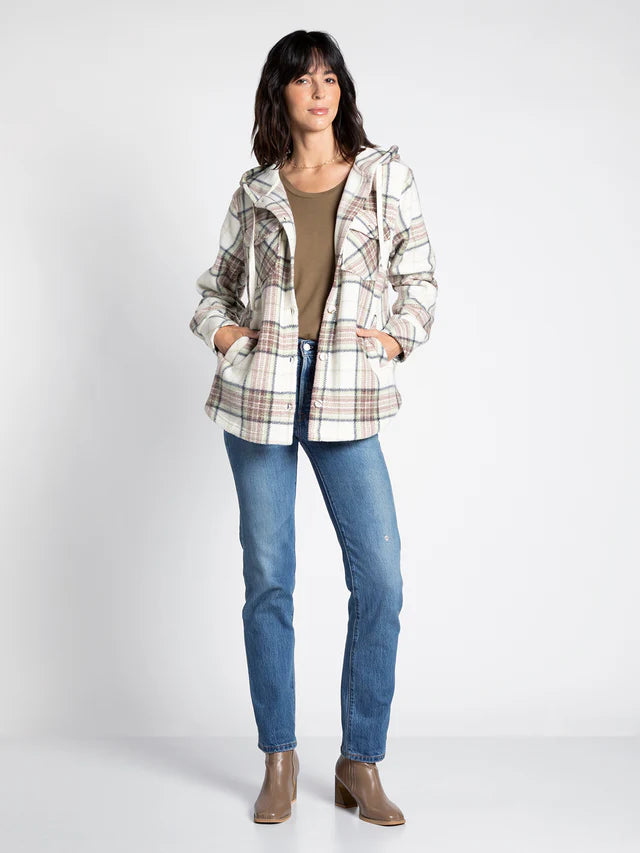 Almira Jacket - Navy Mauve Green Plaid