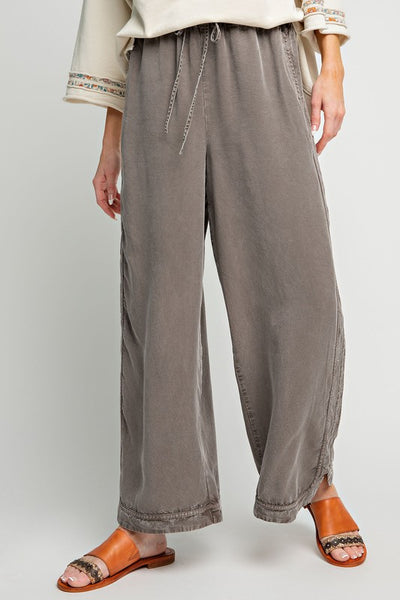 Mineral Washed Soft Twill Wide Leg Pants