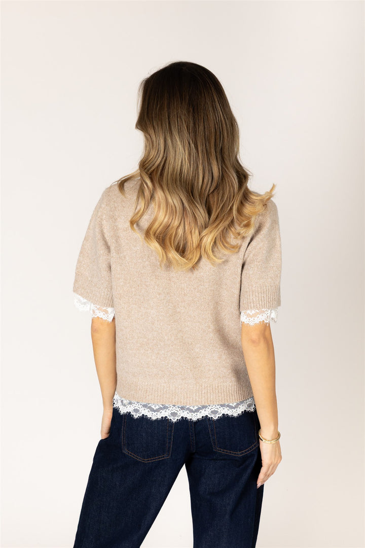 Short Sleeve Sweater w/ Lace - Hemlock