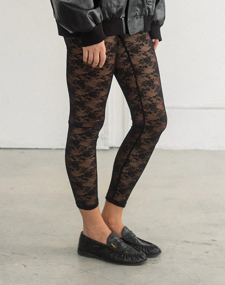 Linda Lace Leggings - Black