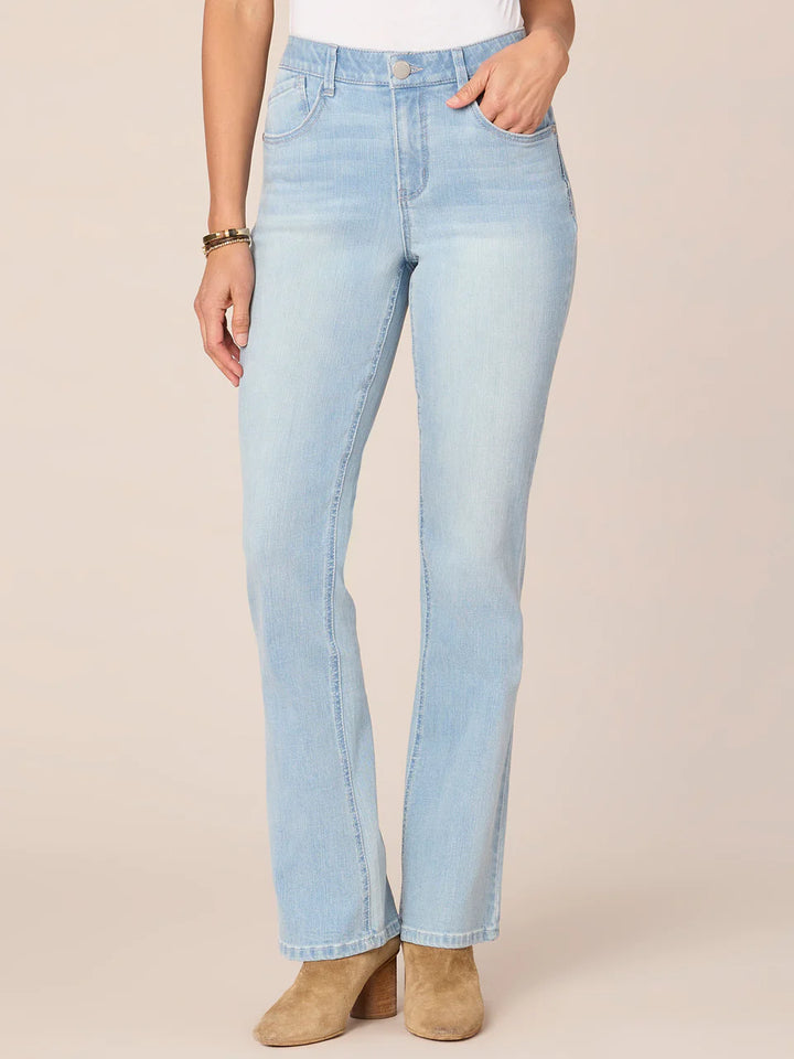 "Ab"solution High Rise Itty Bitty Boot Jeans - Powder Blue Denim