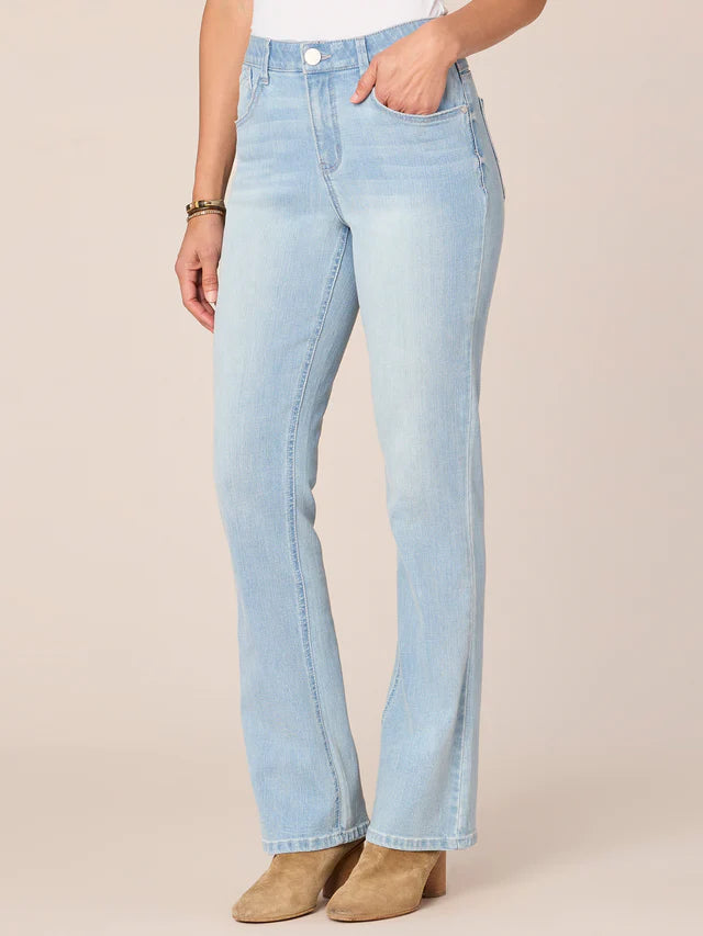 "Ab"solution High Rise Itty Bitty Boot Jeans - Powder Blue Denim