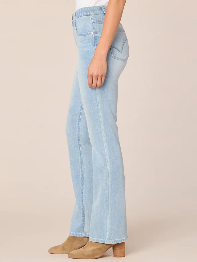"Ab"solution High Rise Itty Bitty Boot Jeans - Powder Blue Denim
