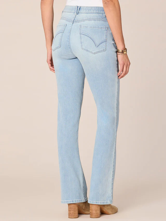 "Ab"solution High Rise Itty Bitty Boot Jeans - Powder Blue Denim