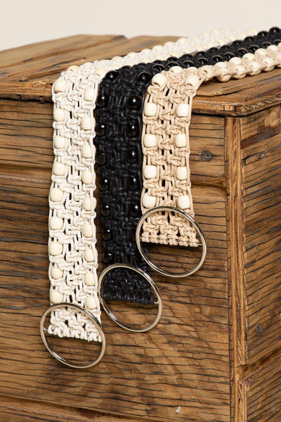 Leatherette beaded adjustable ring belt