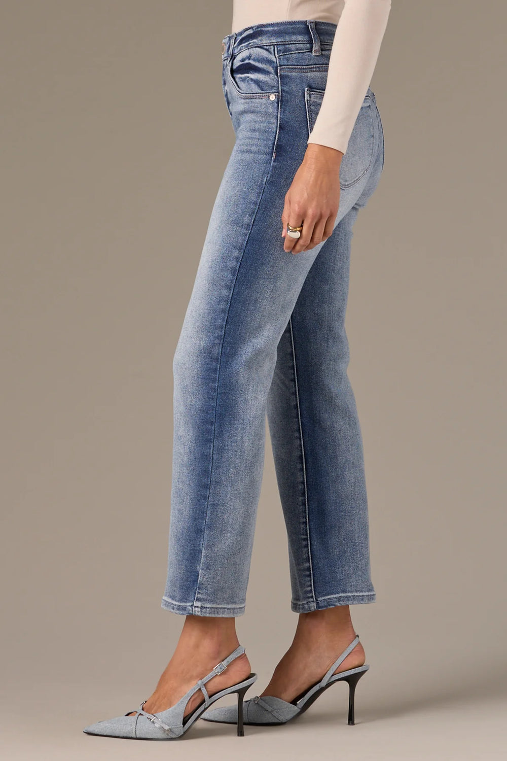 Bennett High Rise Barely Boot Jeans - Light Blue Denim